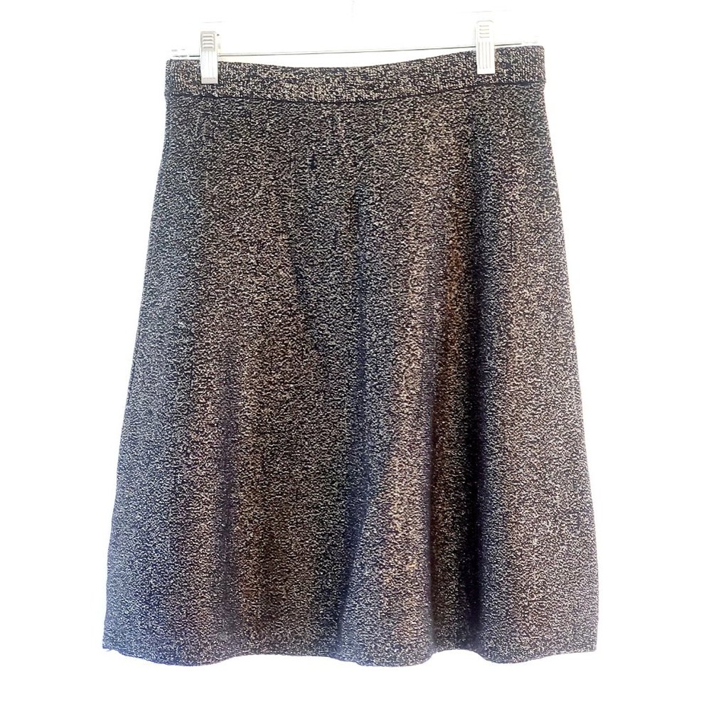 Nanette Lepore Black Metallic Knit Midi Skirt